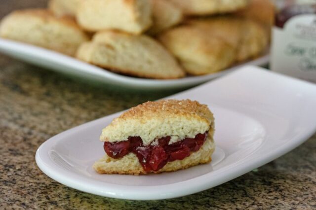 buttermilk scones with cherry jam