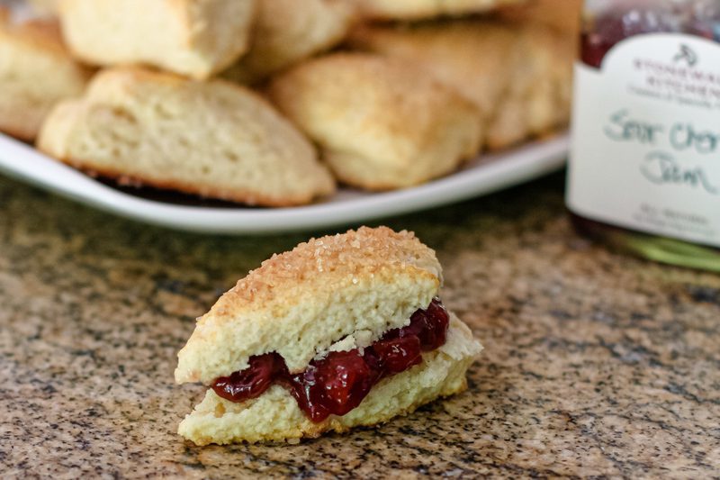 buttermilk scone with sour cherry jam