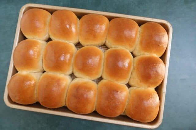 Perfectly baked dinner rolls.