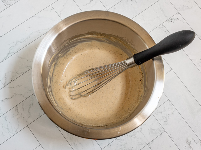 Caesar salad dressing prep