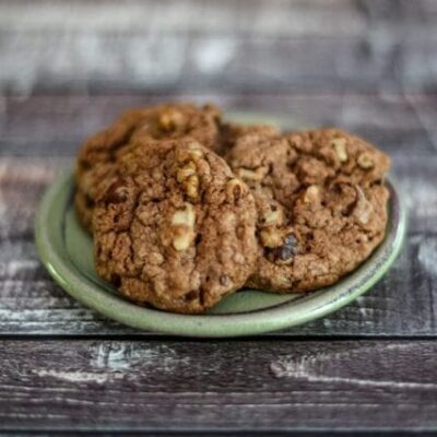 5 ingredient cake mix double chocolate chip cookies on a plate
