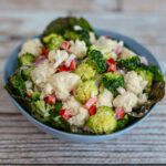 cauliflower and broccoli salad with bacon