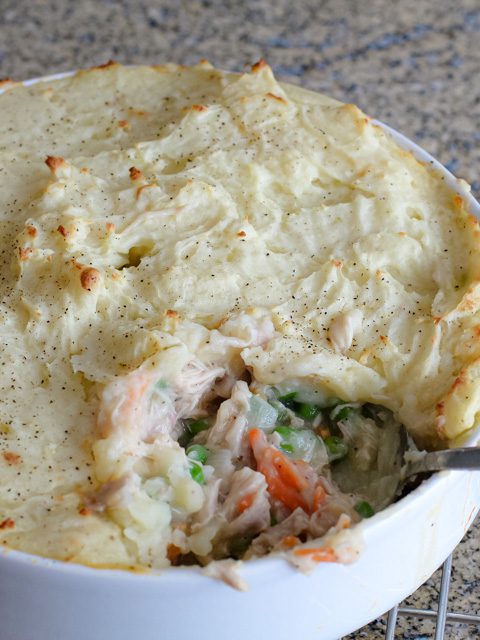 chicken and ham pie with mashed potato topping