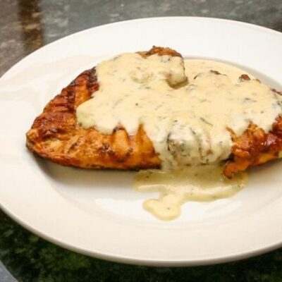 serving of chicken breasts with dijon mustard sauce