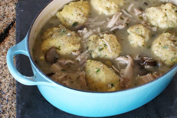 chicken stew with cornmeal drop dumplings