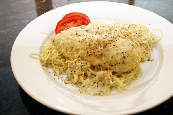 chicken with basil cream sauce