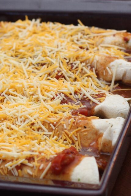 chicken enchiladas ready to bake