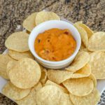 A basic chili cheese dip with chips