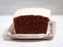 chocolate loaf cake with icing