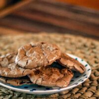 Chocolate meringue cookies on a plate.