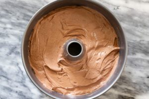 pound cake batter in the pan