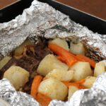 chuck steak and potatoes in foil baked