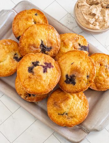 Blueberry muffins with whipped cinnamon butter