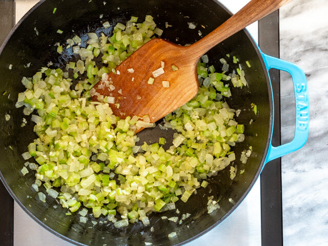 sautéing onions and celery