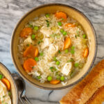 bowl of chicken and rice soup