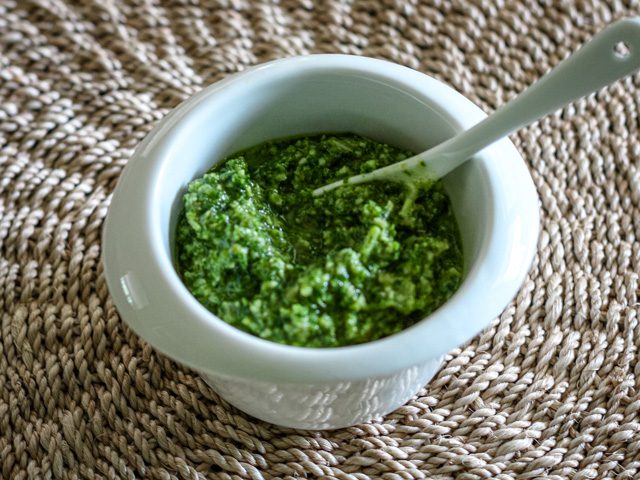 pesto in a small bowl