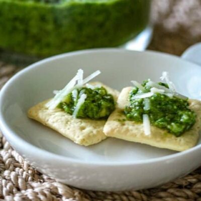 classic pesto on crackers