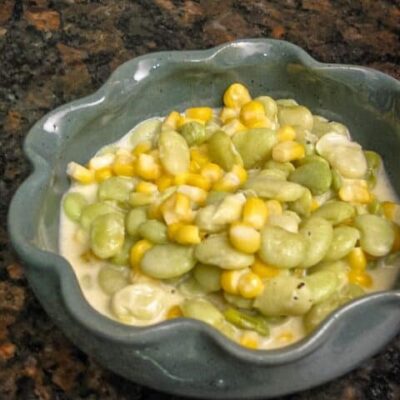 serving bowl of succotash