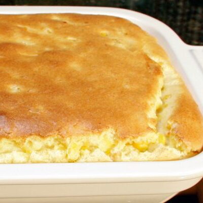 corn pudding in a baking dish