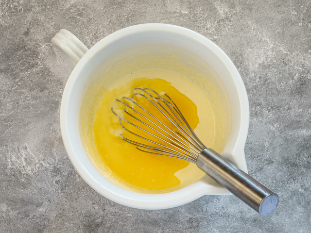 cornbread casserole prep, mixing