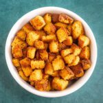 bowl of cornbread croutons