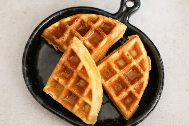 cornbread waffles with syrup