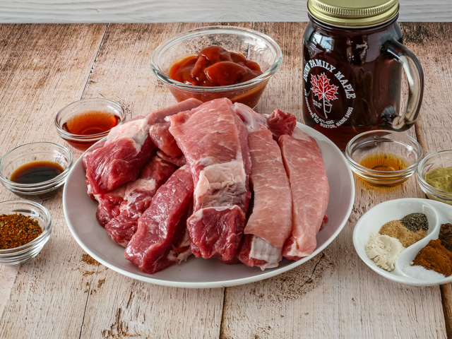 Country style ribs and other ingredients for the recipe.