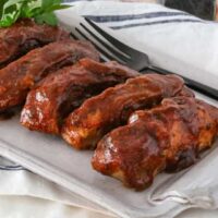 Platter of country-style BBQ ribs