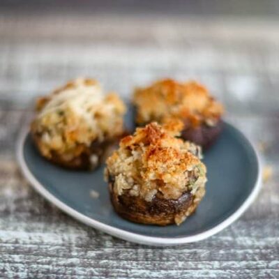 stuffed mushrooms on appetizer plate