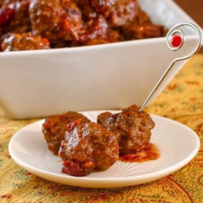 slow cooker cranberry meatballs appetizer