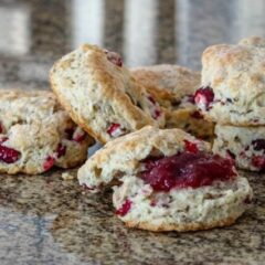 cranberry biscuits on the countertop