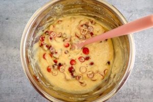 Batter for cranberry orange bread.