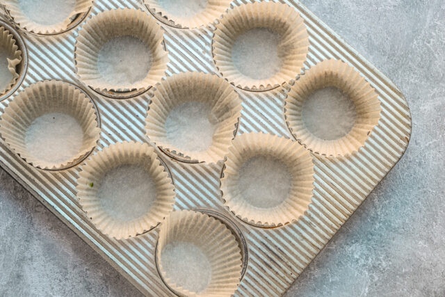 The lined muffin tins for cranberry muffins.