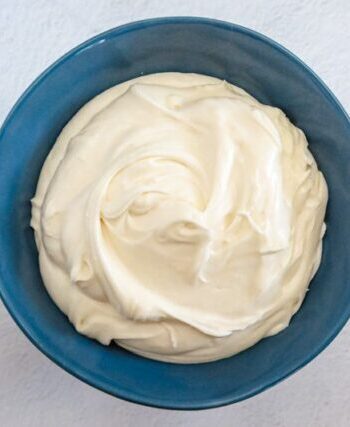 a large bowl with homemade cream cheese frosting
