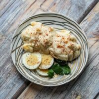 creamed eggs on biscuits