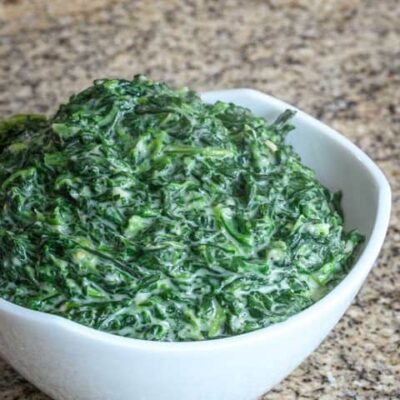 creamed spinach in a bowl