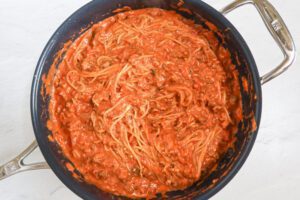 spaghetti casserole prep