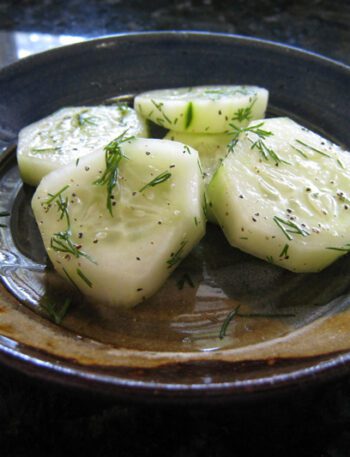 simple cucumbers with dill and vinegar