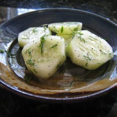 simple cucumbers with dill and vinegar