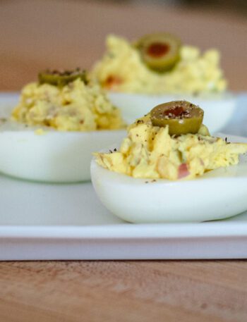 deviled eggs with olives