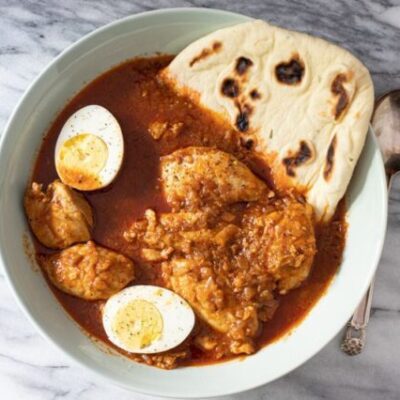 doro wat with chicken thighs and hard boiled egg