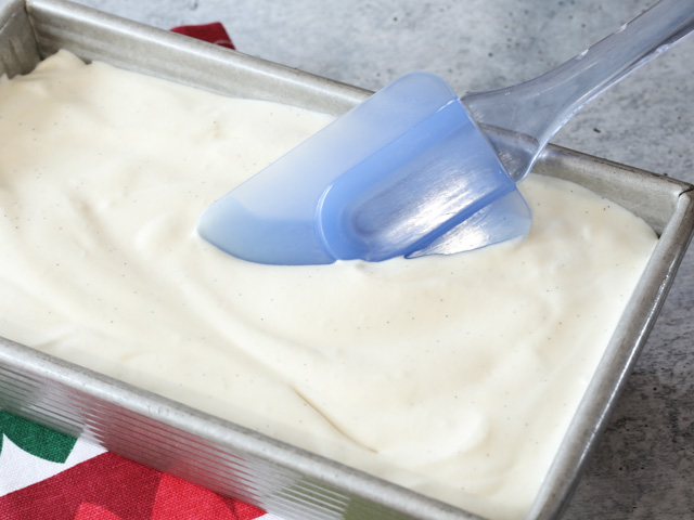 spread ice cream in the loaf pan