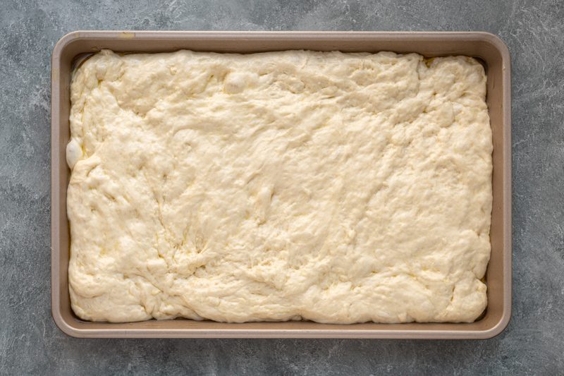 focaccia dough ready to bake