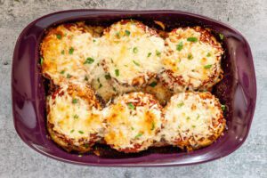 Baked eggplant Parmesan.