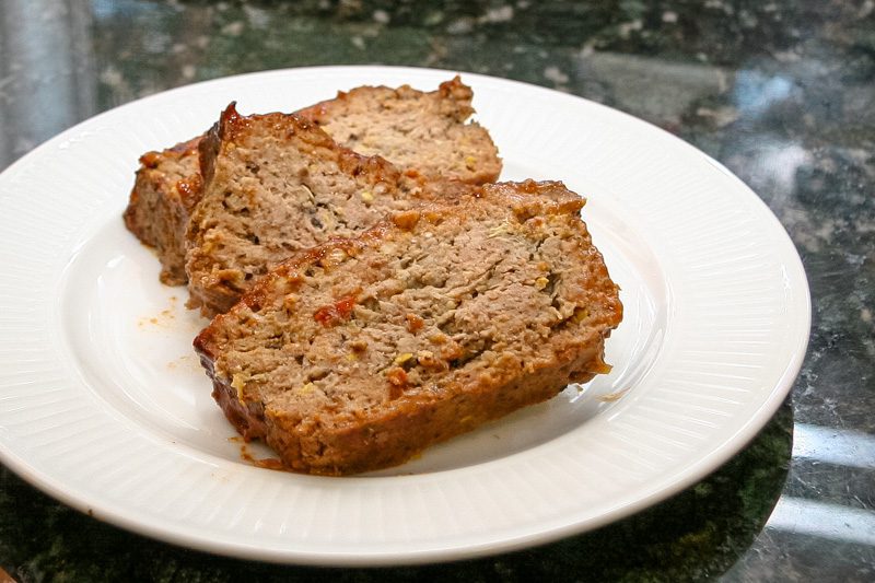 slices of meatloaf on a plate, an everyday meatloaf