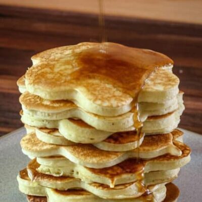 a stack of pancakes with syrup