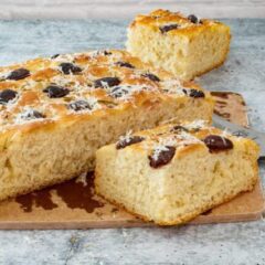 olive focaccia with parmesan cheese