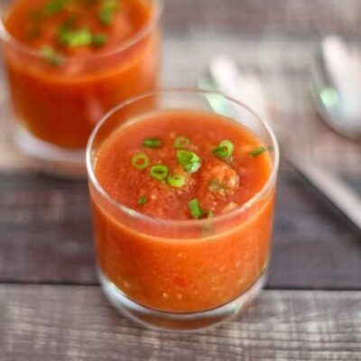 Fresh gazpacho in glasses