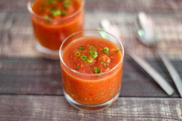 Fresh gazpacho in glasses