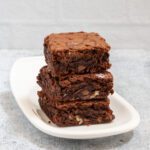 a stack of 3 chocolate brownies